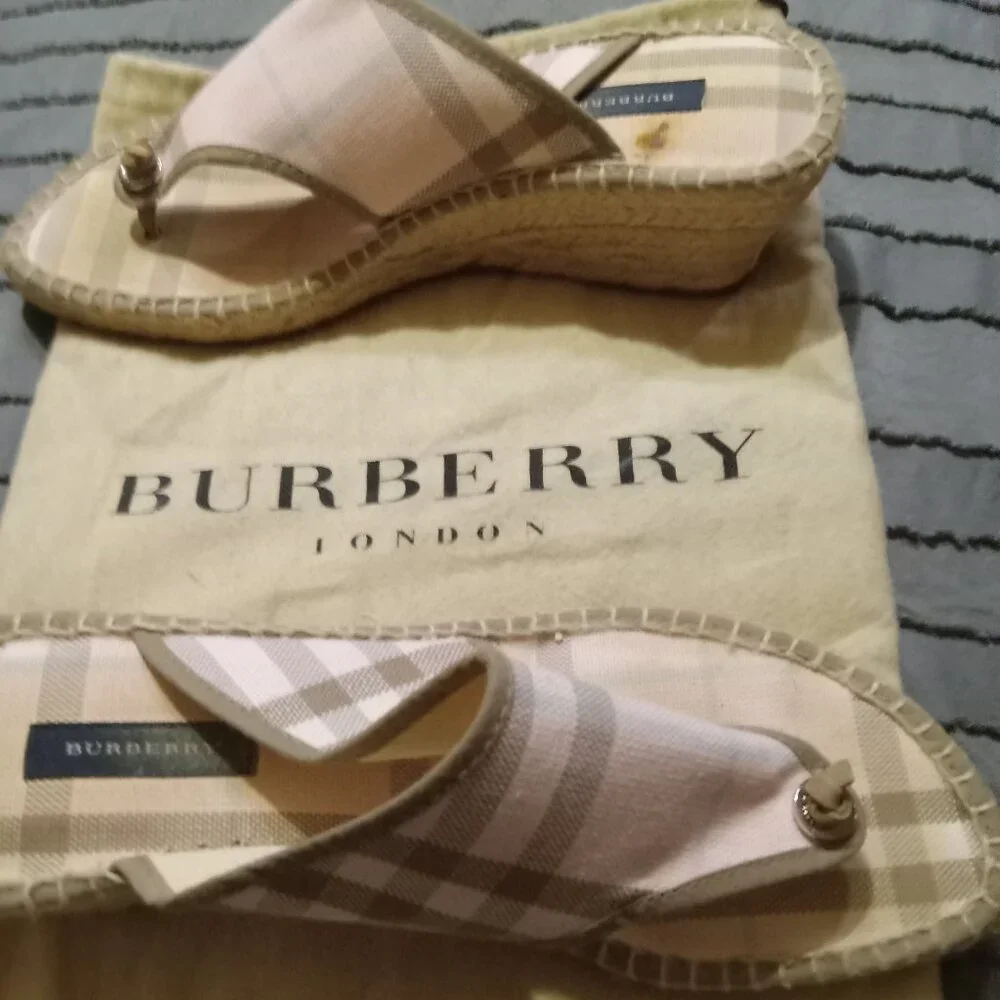 Vintage Burberry Pink Nova Check Linen Espadrille - Picture 3 of 3